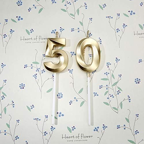 50th Birthday Gold Candles Cake Topper Decorations