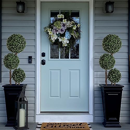 Momoplant 2 Pack 35 Inch Artificial Triple Topiary Ball White