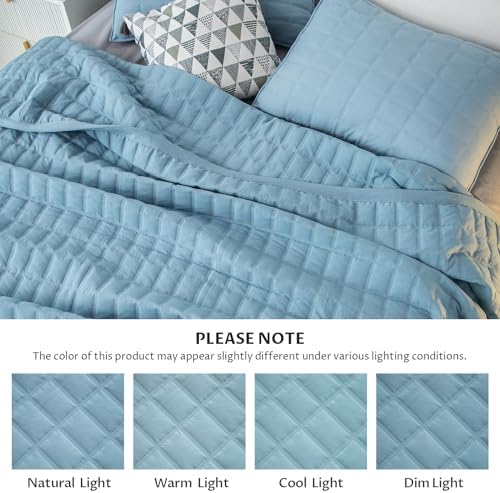 KASENTEX Quilt Set with Shams Ultra Soft Lightweight Stone-Washed Detailed Stitching