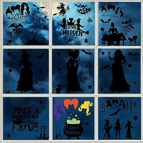 Hocus Pocus Halloween Window Clings Set 91pcs Double-Sided