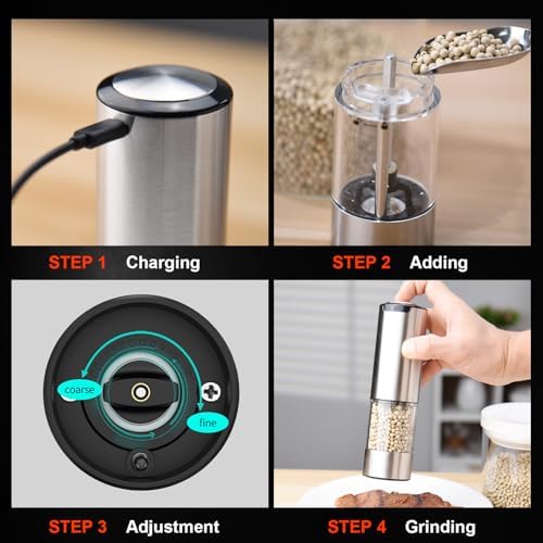 Rechargeable Salt Pepper Grinder Set With LED Light