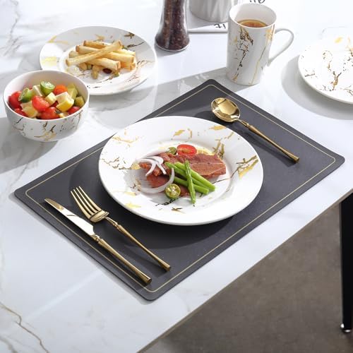 Porcelain Dinnerware Set for 4 with Gold Design
