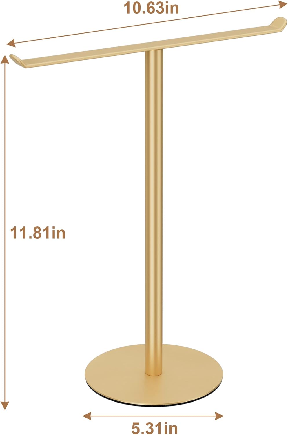 Gold Hand Towel Stand T-Shape Holder for Bathroom and Kitchen