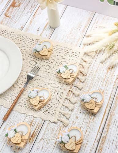 Wooden Tea Light Set with Heart Candle Holders 50 Pieces