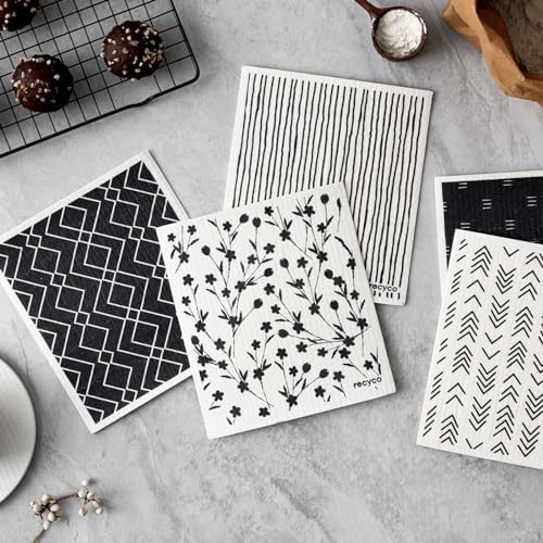 RECYCO Swedish Dishcloths 5 Pack Reusable Kitchen Wipes