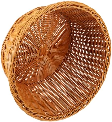 Amosfun Artificial Wicker Bread Basket Round Food Storage Basket 12x12x75 Inch