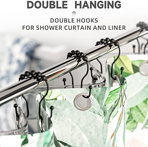 Double Shower Hooks for Curtain Liner and Curtain