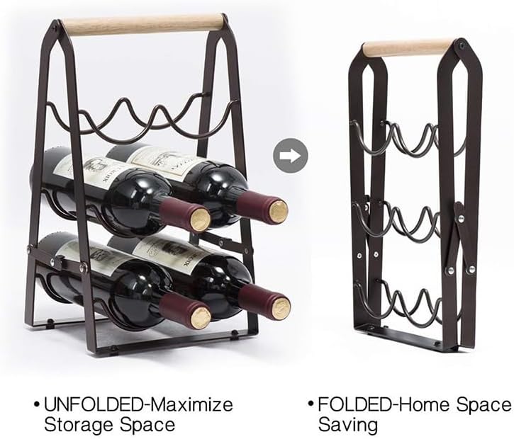 Modern 6 Bottle Black Wooden Wine Rack Stand
