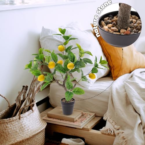 21 Inch Artificial Lemon Tree Potted Plant with Black Pot