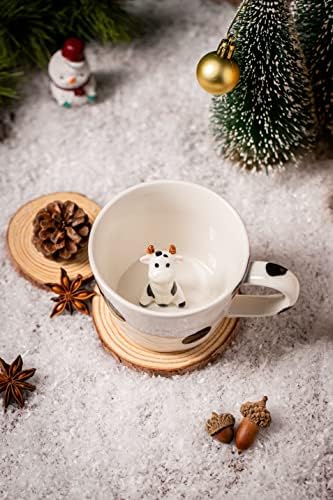 DIHOclub 3D Cow Ceramic Mug with Hidden Animal Design