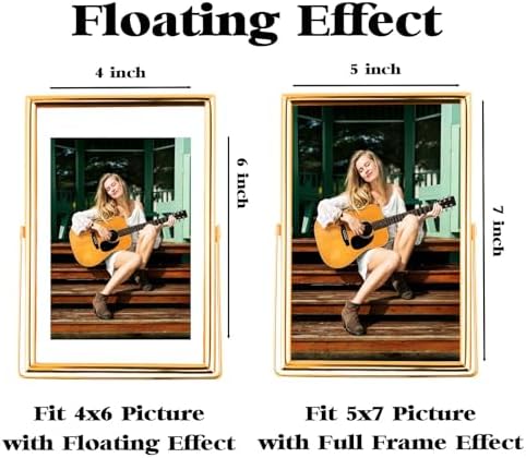 Xinkerco 5x7 Floating Gold Picture Frame 2 Pack