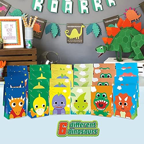 Mocoosy 24Pcs Dinosaur Party Favor Bags for Kids