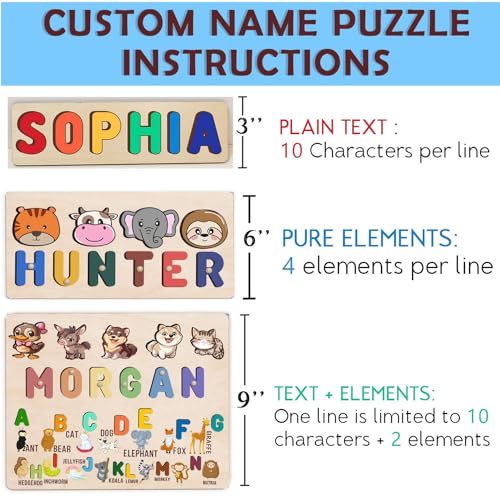 Personalized Wooden Name Puzzles for Toddlers 1-3