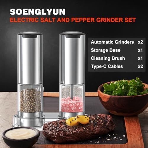 Rechargeable Salt Pepper Grinder Set With LED Light