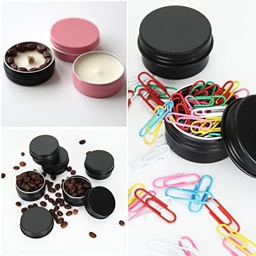 Acrux7 50 Pack 1oz Black Aluminum Tins with Lids