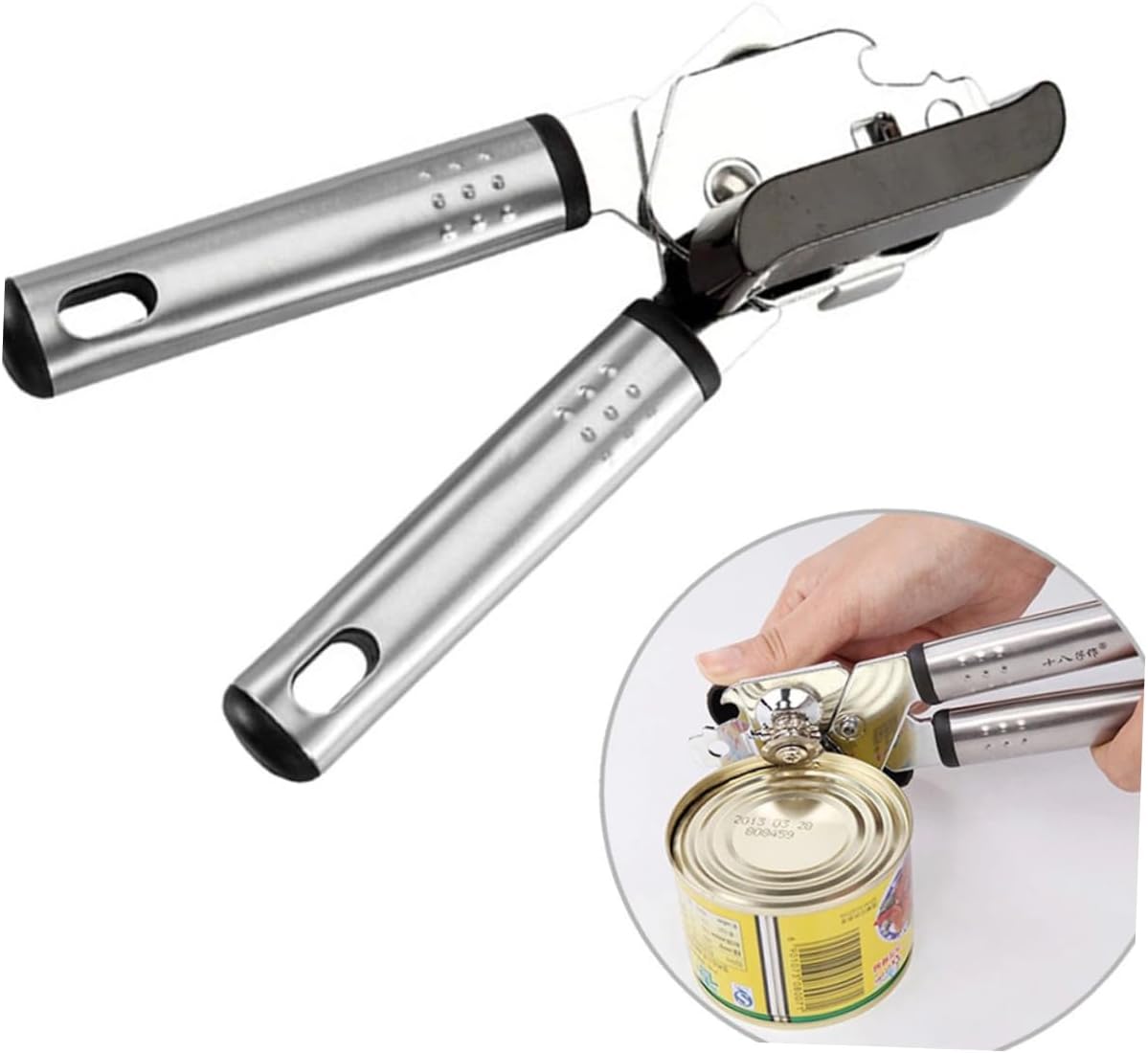 DECHOUS Manual Can Opener with Lid Lifter and Anti-Slip Grips