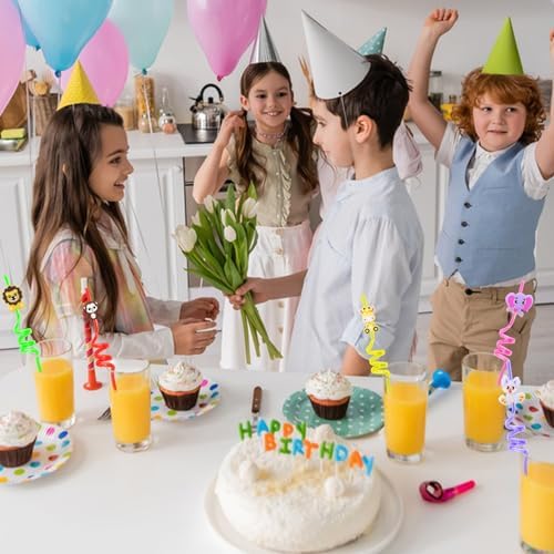 24Pcs Jungle Animal Party Straws for Kids and Adults
