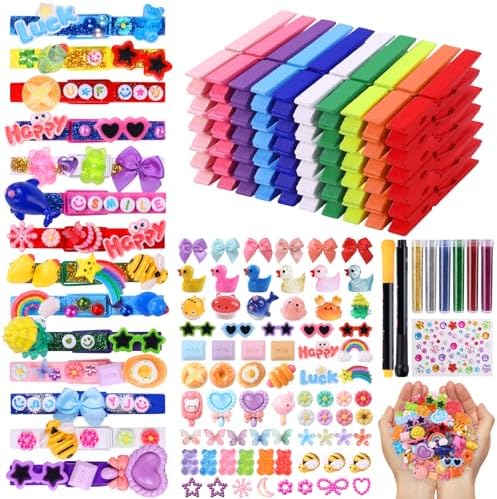 JOICEE 80PCS Wooden Cheer Pins Spirit Clips with Accessories