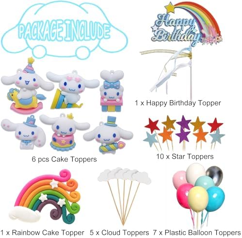 30Pcs Cute Cake Topper Set for Birthday Party Decorations