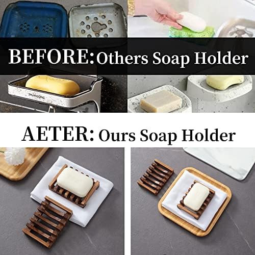 Vowupt Wooden Soap Dish Set of 2 for Bathroom