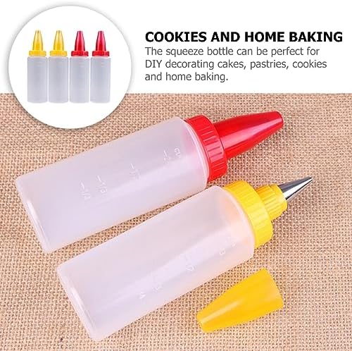 Mikinona 4 Pcs Transparent Squeeze Bottles for Icing and Piping
