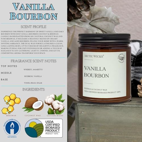 Vanilla Bourbon Candle - 9oz Natural Coconut Beeswax