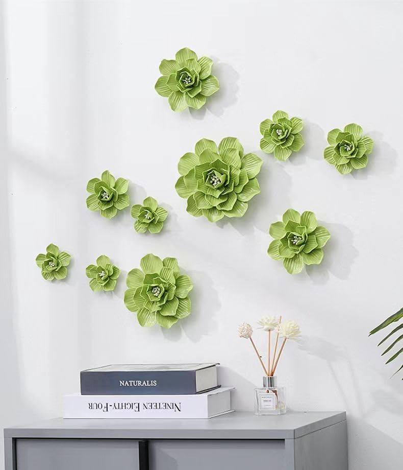 3D Ceramic Flower Wall Art Sculpture - Modern Home Decor