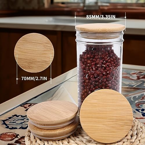 DingCo Mason Jar Lids - 8PCS Reusable Wide Mouth Wood Lids
