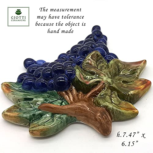 Italian Ceramic Fruits Wall Decor - Hand Painted Grapes Figs Apple