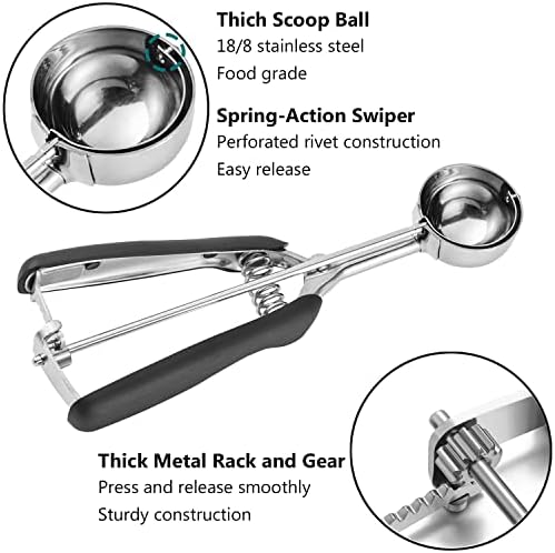 Cookie Scoop Set of 3 with Black Handles