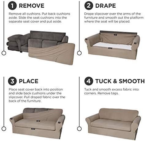 Zenna Home Pixel Ultra Soft Stretch Loveseat Slipcover Sand