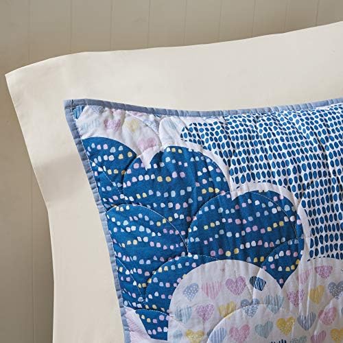 Reversible Cotton Quilt Set for Kids - 5 Piece Cloud Blue