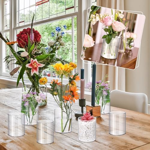 Vesici 20 Pcs Plastic Cylinder Vase 4 Inch