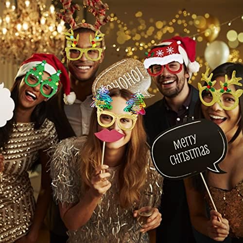 Max Fun 12Pcs Christmas Glitter Party Glasses Frames