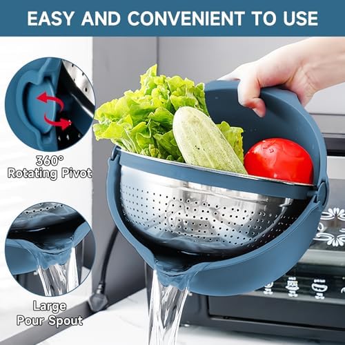 4 in 1 Colander with Mixing Bowl Set - Blue