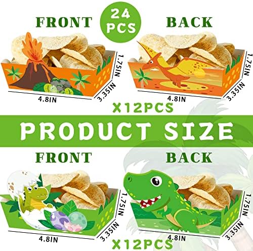 24pcs Cartoon Dinosaur Serving Trays Birthday Decorations