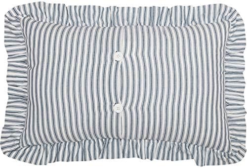 VHC Brands Blue Denim Ticking Striped Farmhouse Pillow 14x22