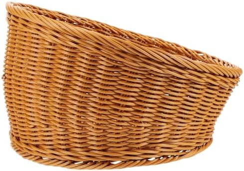 Amosfun Artificial Wicker Bread Basket Round Food Storage Basket 12x12x75 Inch