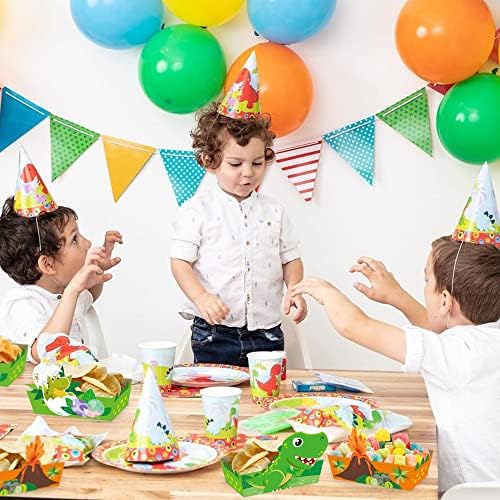 24pcs Cartoon Dinosaur Serving Trays Birthday Decorations