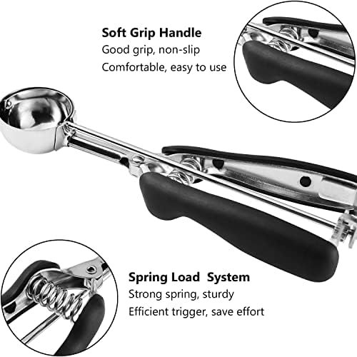 Cookie Scoop Set of 3 with Black Handles