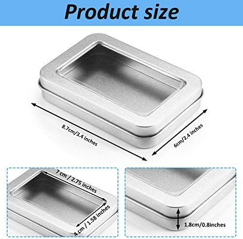 24 Piece Clear Top Tin Box Set with Lids - Silver