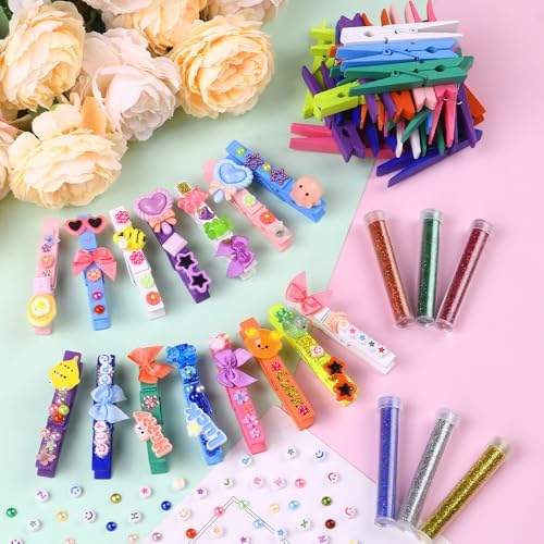 JOICEE 80PCS Wooden Cheer Pins Spirit Clips with Accessories