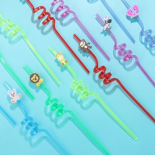 24Pcs Jungle Animal Party Straws for Kids and Adults