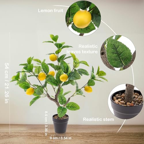 21 Inch Artificial Lemon Tree Potted Plant with Black Pot