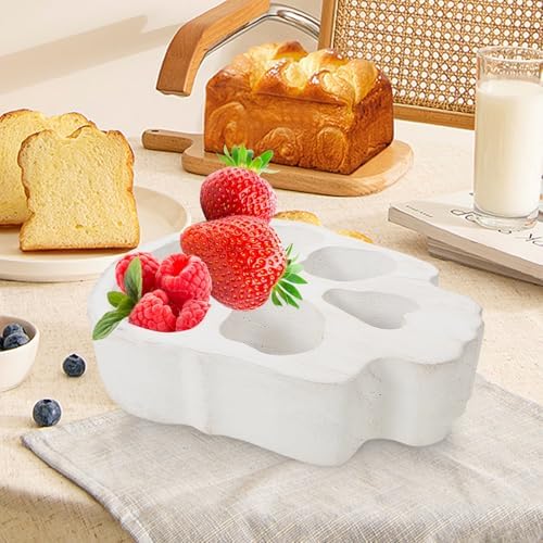 Ciieeo Skull Wood Bowl Candle Holder Halloween Snack Serving Tray Reusable Skeleton Centerpiece