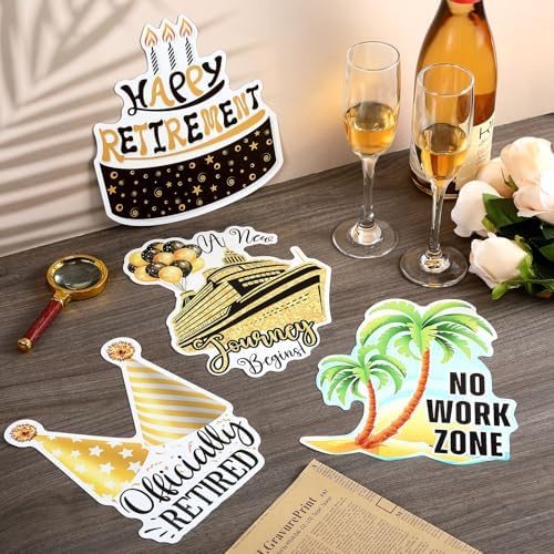 Hoteam 4 Pcs Happy Retirement Cruise Door Magnets
