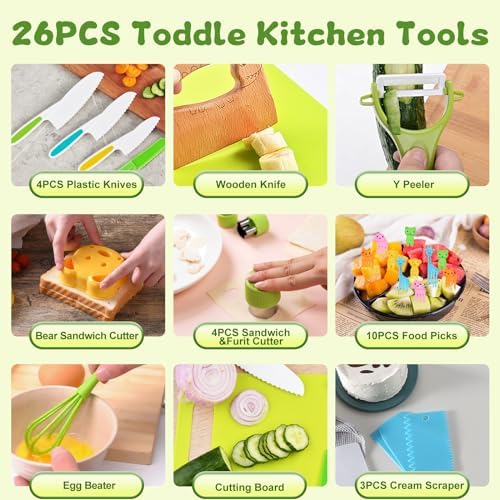 26PCS Kids Knife Set for Real Cooking and Play