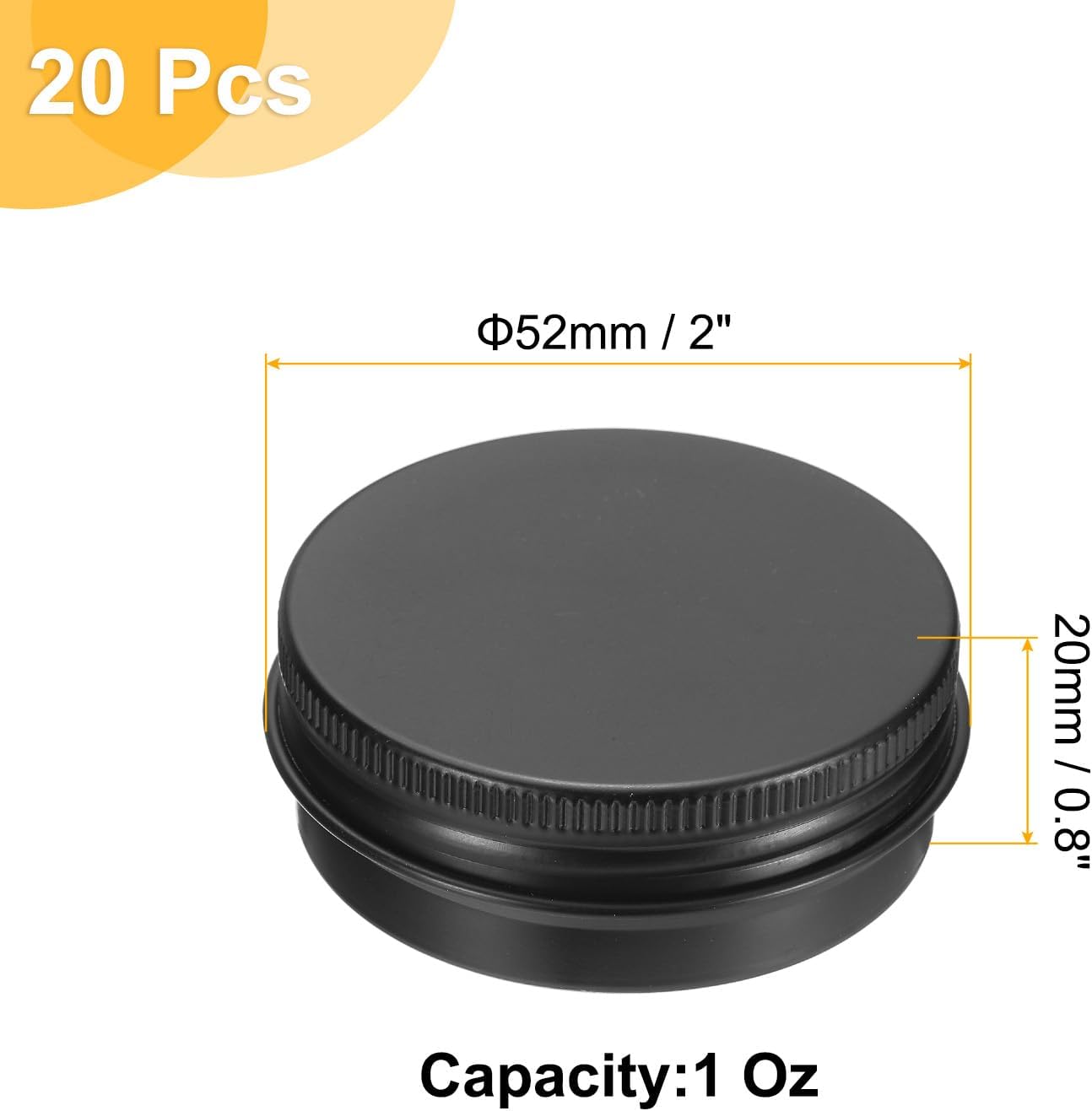 Uxcell 1 Oz Aluminum Tin Cans 20 Pcs Black Travel Size