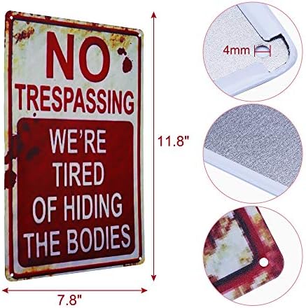 Halloween Decoration Retro Metal Tin Sign Funny Creepy No Trespassing