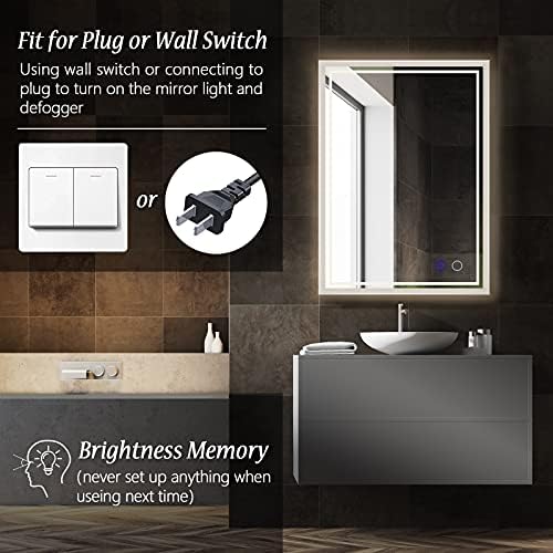 24x32 LED Bathroom Mirror with Anti-Fog and Touch Control